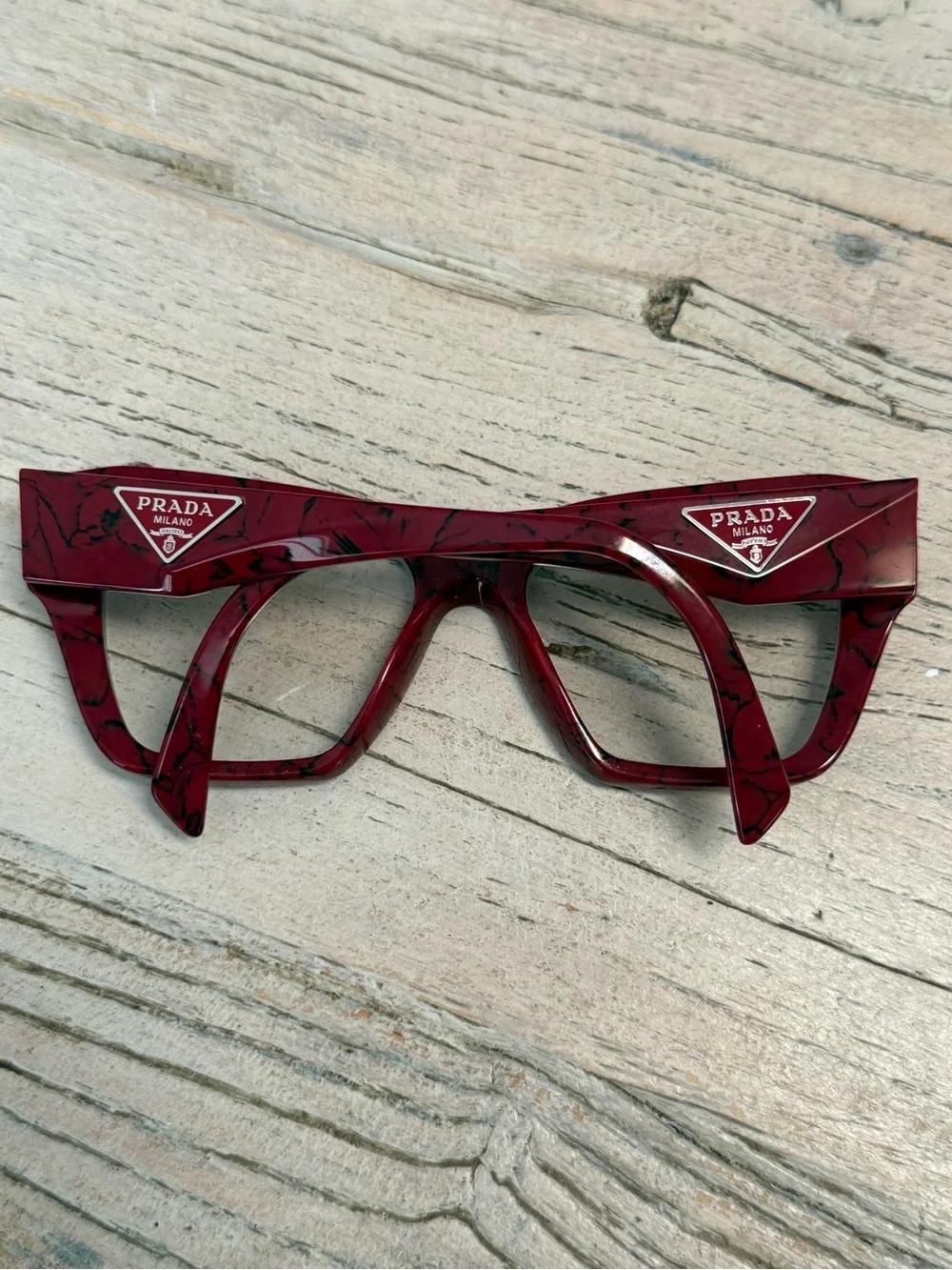 Prada VPR 09Z Etruscan Marble Burgundy Cat Eye Eyeglasses Frames